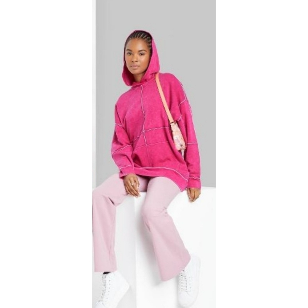 Wild Fable Seamed Hooded Sweatshirt Magenta Size XS